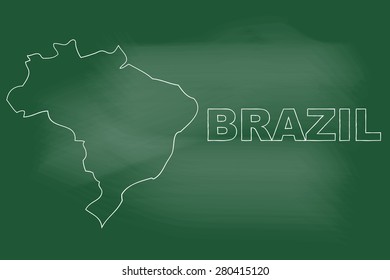 scribble sketch of Brazil map on blackboard,Vector illustration.