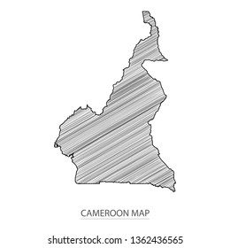 Scribble sketch of Cameroon map and Country name on white background. Symbol for your web site design map logo. Scribble map of Africa. app, ui, Travel vector eps10, concept Illustration.