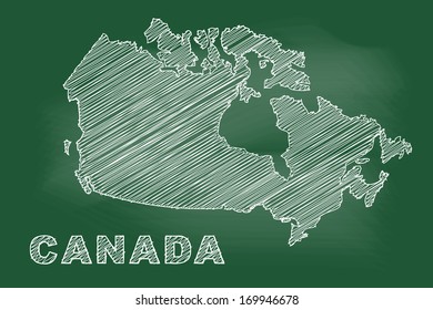 Scribble Sketch Of Canada Map On Blackboard