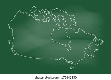 Scribble Sketch Of Canada Map On Blackboard