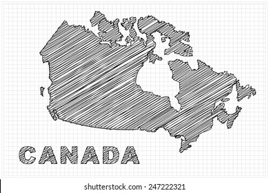 scribble sketch of Canada on grid,Vector illustration.