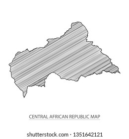 Scribble sketch of Central African Republic map and Country name on white background. Symbol for your web site design map logo. scribble map of Africa. app, Travel vector eps10, concept Illustration.