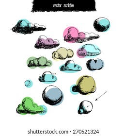 Scribble sketch clouds vector