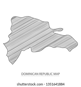 Scribble sketch of Dominican Republic map and Country name on white background. Symbol for your web site design map logo. scribble map of America. app, ui, Travel vector eps10, concept Illustration.