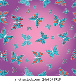 Garabato, boceto, garabato. Abstractas patrón sin costuras para el Fondo de pantalla, la ropa, los niños, las niñas. Patrón de mariposa. Vector.