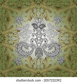 Escrúpulos, boceto, doodle en tonos beige, blanco y neutro. En un estilo sencillo. Papel pintado a mano sin fisuras. Ilustración vectorial. Fondo vintage.