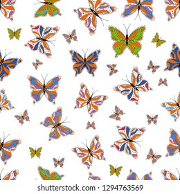 Scribble, sketch, doodle. Vector. Abstract seamless pattern for wallpaper, clothes, boys, girls. Butterfly pattern.