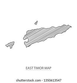 Scribble sketch of East Timor map and Country name on white background. Symbol for your web site design map logo.  