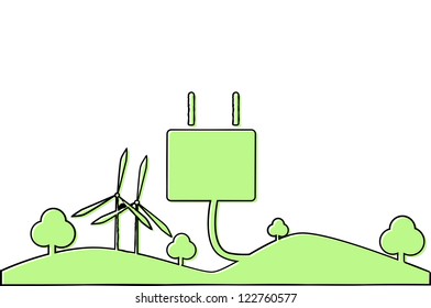 scribble sketch of eco environment  and plug