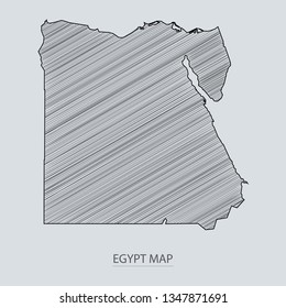 Scribble sketch of Egypt map and Country name on gray background. Symbol for your web site design map logo. scribble map of Africa. app, ui, Travel vector eps10, concept Illustration.