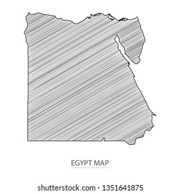 Scribble sketch of Egypt map and Country name on white background. Symbol for your web site design map logo. scribble map of Africa. app, ui, Travel vector eps10, concept Illustration.
