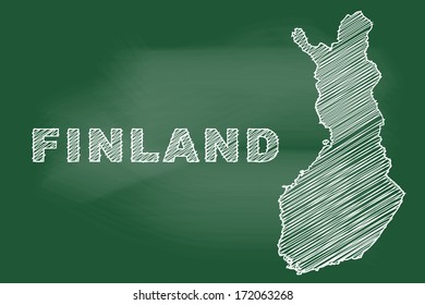 scribble sketch of Finland map on blackboard