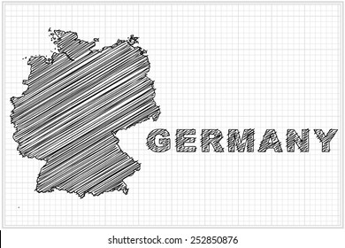 scribble sketch of  Germany map on grid,Vector illustration.