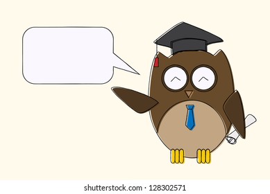 scribble sketch of Graduation owl