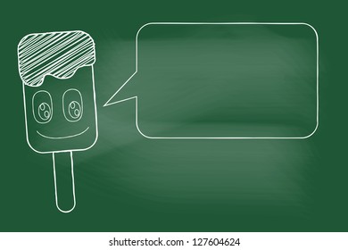 scribble sketch of Ice cream  and bubble on blackboard