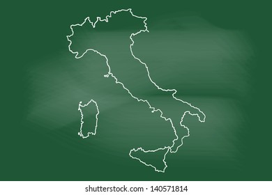 scribble sketch of Italy map on blackboard