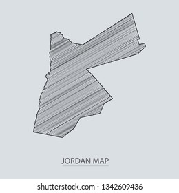 Scribble sketch of Jordan map and Country name on gray background. Symbol for your web site design map logo. scribble map of Asia. app, ui, Travel vector eps10, concept Illustration.