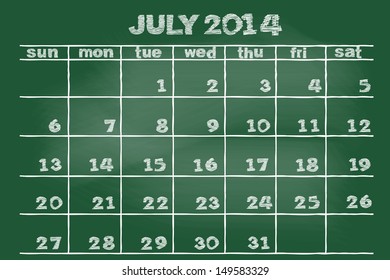 scribble sketch of July on blackboard