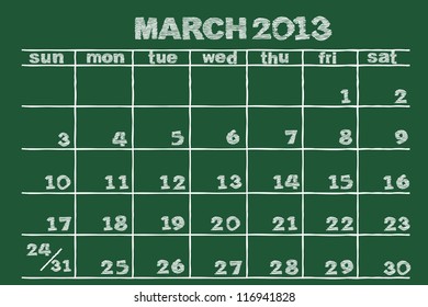 scribble sketch of March on blackboard