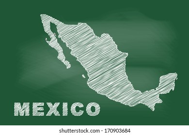 scribble sketch of mexico map on blackboard