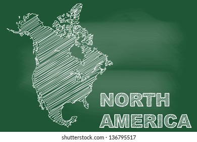 scribble sketch of North America map on blackboard