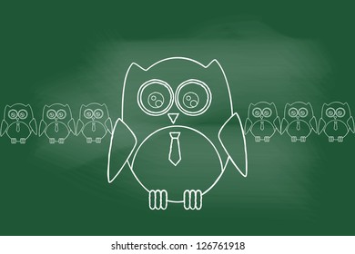 scribble sketch of owl set on blackboard