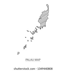 Scribble sketch of Palau map and Country name on white background. Symbol for your web site design map logo. scribble map of Oceania. app, ui, Travel vector eps10, concept Illustration.