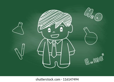 scribble sketch of Scientist on blackboard
