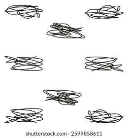 Scribble sketch set. Abstract chaotic lines. Hand drawn doodles. Black vector scribbles.