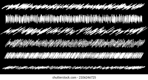 Scribble, sketch, sketchy doodle horizontal line dividers. Wavy, waving, wave and billowy, zigzag, criss-cross lines