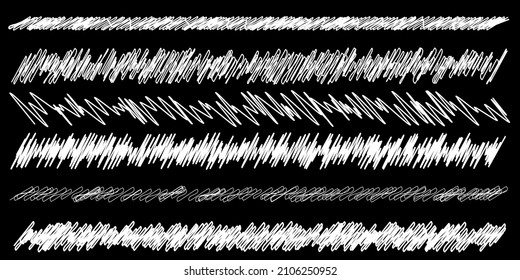 Scribble, sketch, sketchy doodle horizontal line dividers. Wavy, waving, wave and billowy, zigzag, criss-cross lines