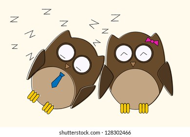 scribble sketch of sleepy owl