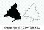 Scribble sketch style vector illustration of the Madrid autonomous community map in Spain