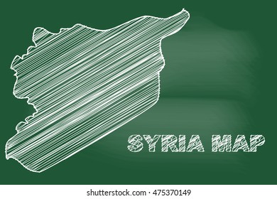 scribble sketch of Syria map on blackboard,Vector illustration.