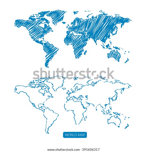 Scribble Sketch World Mapvector Illustration Stock Vector Royalty Free 395606317 Shutterstock 