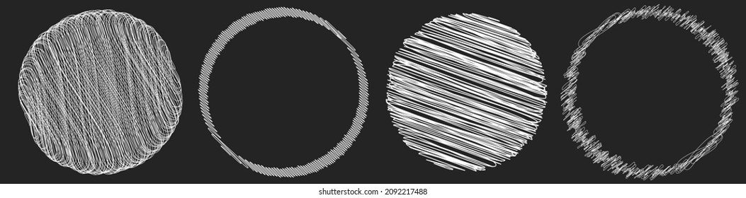 Scribble, sketchy doodle circles with hand drawn, drawing effect