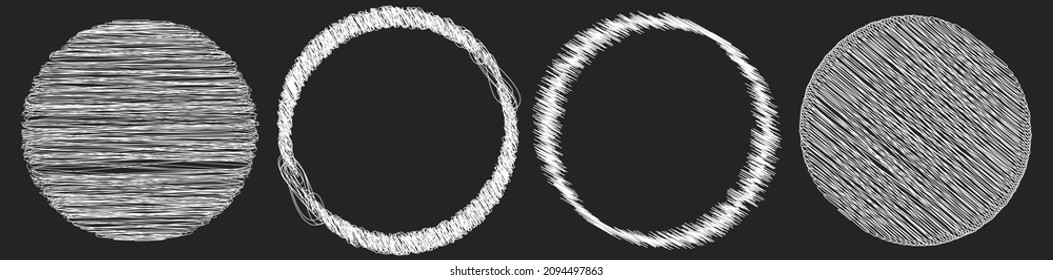 Scribble, sketchy doodle circles with hand drawn, drawing effect
