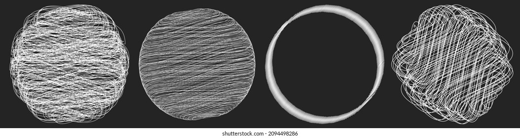 Scribble, sketchy doodle circles with hand drawn, drawing effect