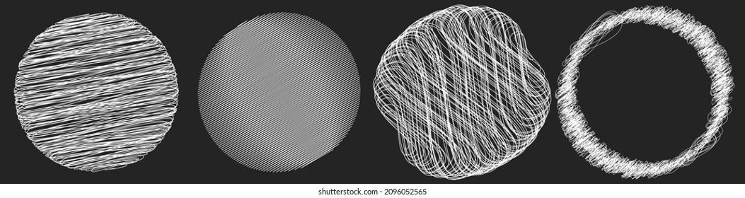 Scribble, sketchy doodle circles with hand drawn, drawing effect