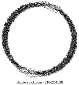 Scribble, sketchy doodle circles with hand drawn, drawing effect