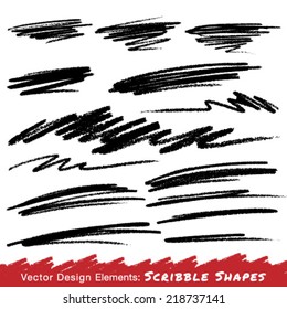 Scribble Smears Hand Drawn In Pencil , Vector Logo Design Element