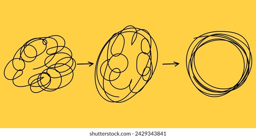 From scribble to smoother roundness. An illustration showing that chaos and confusion must turn into order.