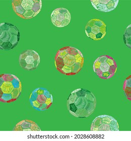 scribble   soccers balls seamless vector pattern