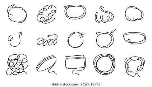 scribble speech bubbles collection, crayon pencil doodle sketch