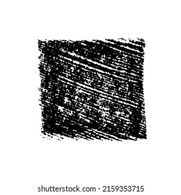 Scribble square vector illustration. Textured black square with rough edges and scribbles. Hand drawn grunge brush stroke isolated on white background. Vector black painted rectangular shape.