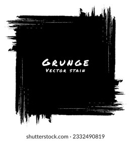 Scribble stain. Grunge square frame. Hand drawn in brush. Sale banner. Vector distress background