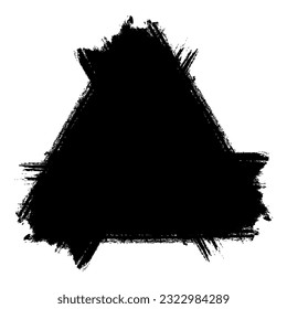 Scribble stain. Grunge triangle frame. Hand drawn in brush. Sale banner. Vector distress background
