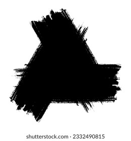 Scribble stain. Grunge triangle frame. Hand drawn in brush. Sale banner. Vector distress background