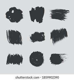 scribble stain paint brush black image set vector illustration