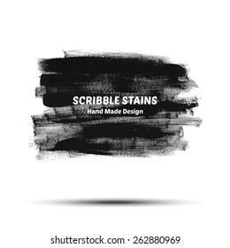 Scribble stains hand drawn in brush. Vector logo elements